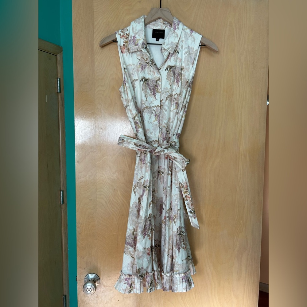 Alex Marie Cream Floral Sleeveless Shirt Dress